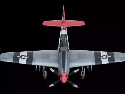 P51B Mustang Fighter Aircraft Low-poly 3D model