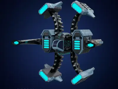 Spaceship lowpoly Low-poly 3D model