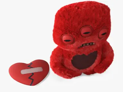 Fuggler Alien Love Fugg Plush Red Fur for Cinema 4D 3D model