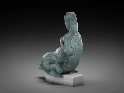 Mermaid aged bronze Low-poly 3D model
