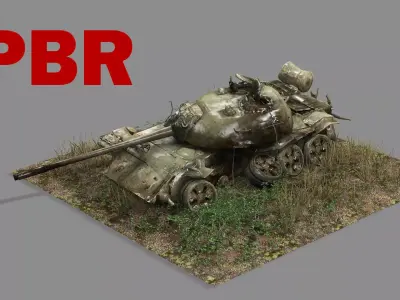 Damaged Rusted Tank Low Poly Game Ready 3D Model Low-poly 3D model