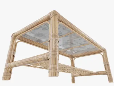 Low Poly Rattan Table Game Ready Free low-poly 3D model