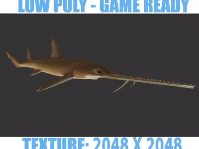 long shark mouth Low-poly 3D model
