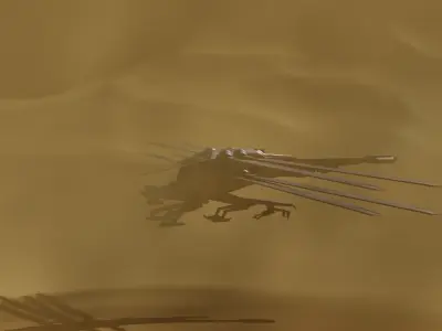 Ornithopter hovercraft in desert Low-poly 3D model