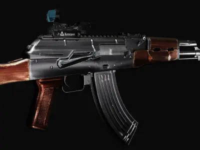 AKM Assault Rifle Gun Pack Low-poly 3D model