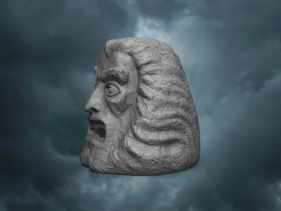 Zardoz statue of demon head 3D print model