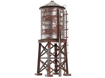 Detailed Rusted Water Tank 3D model