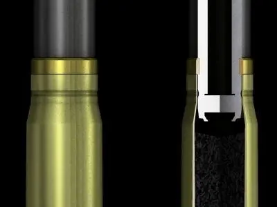 German 20mm MG 151-20 cartridge with cutaway 3D model