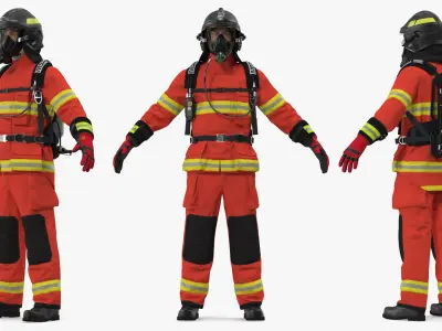 Firefighter Fully Equipped Rigged 3D model
