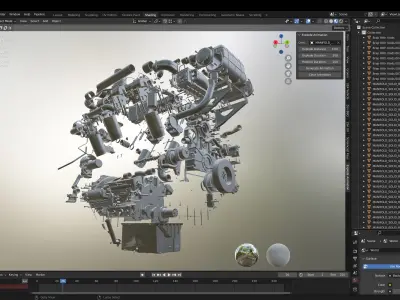 Ship Engine Low-poly 3D model