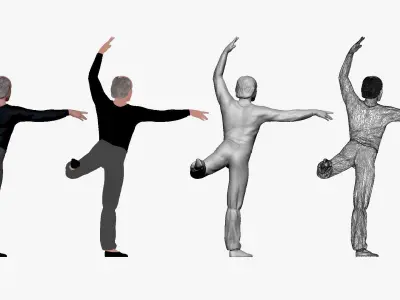 001272 ballet dancer in black top and gray pants 3D model