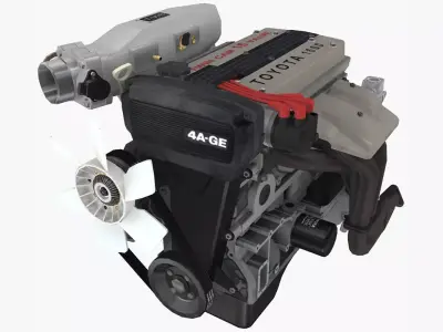 Toyota 4AGE Redtop engine Low-poly 3D model