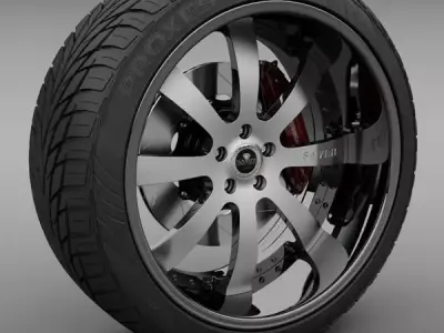 Savini Forged SV-28S Wheel and Tire 3D model