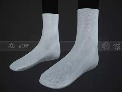 White Socks Style 4  Low-poly 3D model