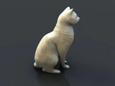 Egyptian cat statue Low-poly 3D model