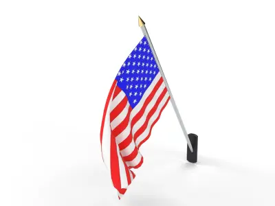 American Flag Pole Low-poly 3D model