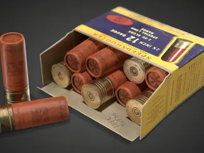 Shotgun shells - cartridges ammo - 3D VR AR game ready Low-poly 3D model