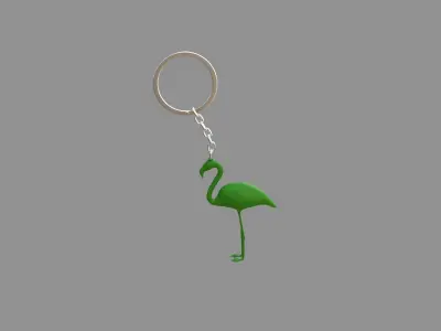  flamingo keychain green 3D model