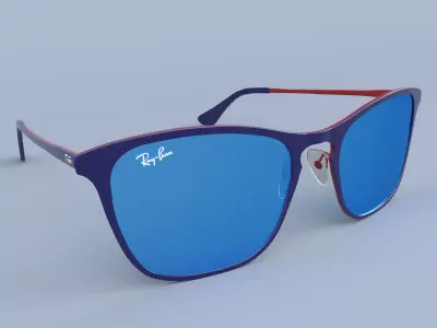 Ray Ban Sunglasses Junior RJ9539S Blue and Red Blue Mirror 3D model