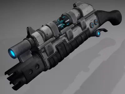 Sci-fi assault rifle with crystal Low-poly 3D model