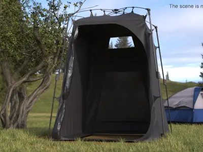 Camp Utility Tent For Changing And Shower Black 3D model