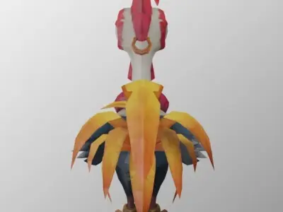 chicken low-poly 3D model rooster from game super mario bros Low-poly 3D model