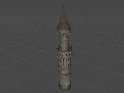 Castle set with towers on top Low-poly 3D model
