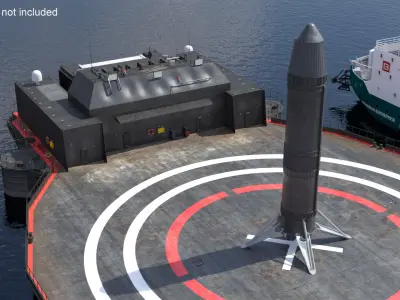 Next Generation Space Rocket Black Rigged for Cinema 4D 3D model
