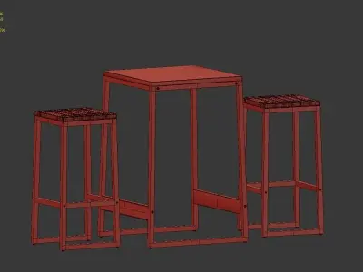 Merry Products Garden Table and Chairs 3D model