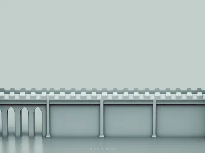 Medieval Towers And Wall Low-poly 3D model