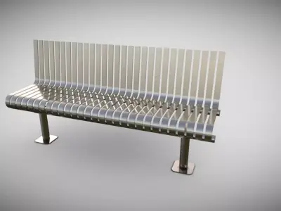 Outdoor Metalic Bench  Low-poly 3D model