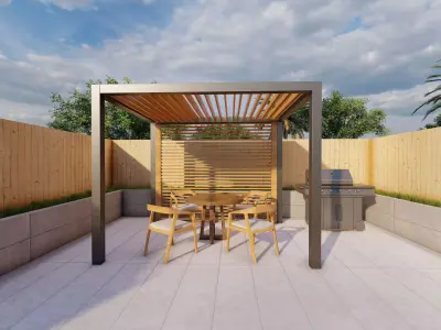 Modern prergola with BBQ Area-Free Model Free low-poly 3D model