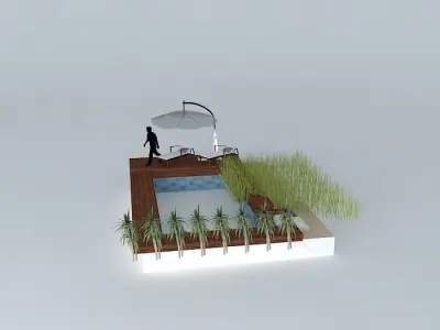 Pool deck and lounging area Free 3D model