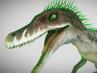 Velociraptor The Quilled Ghost of the Dunes Low-poly 3D model