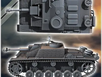 Sturmhaubitze StuH III Ausf G 1942 SdKfz 142-2 - miniatures tabl 3D print model