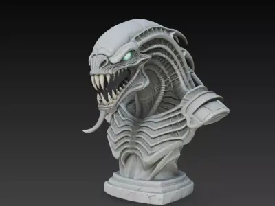 Alien Horror Creature Bust STL Sci Fi 3D print model