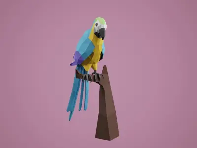 Stylized Parrot Low-poly 3D model