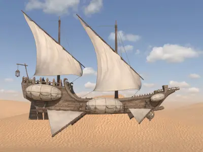 Fantasy Flying Sailing Ship 3D model