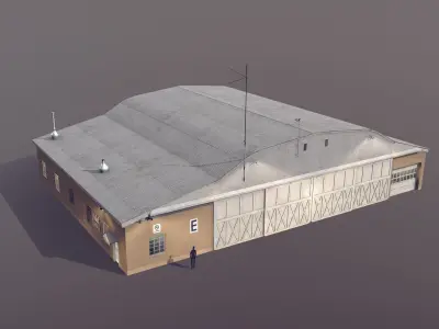 Airport Hangar E Low-poly 3D model