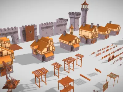 Low Poly Medieval Assets Pack Free low-poly 3D model