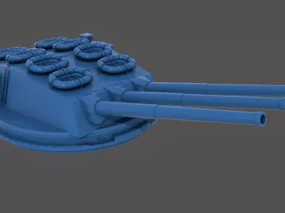381mm WW2 Italian turret n1 - Commercial license - 1-200 scale 3D print model