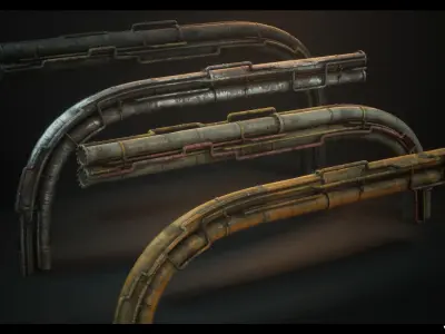 SciFi Pipes Pack Vol01 Low-poly 3D model