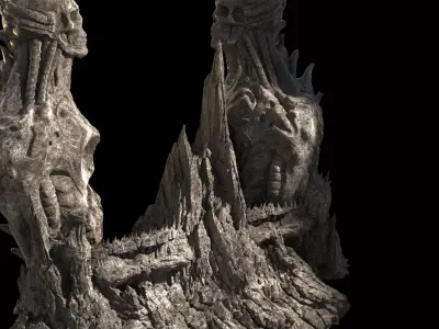 Dark Alien Gods ancient Statue Cliffs 3D model