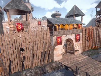 Walls and Towers Update Low-poly 3D model