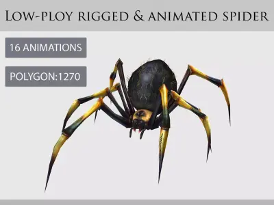 animated spider Low-poly 3D model