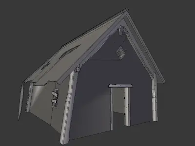Old forest house Low-poly 3D model