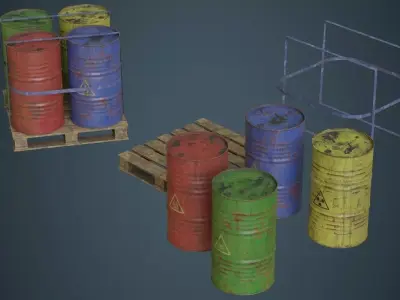 Barrel 1B Low-poly 3D model