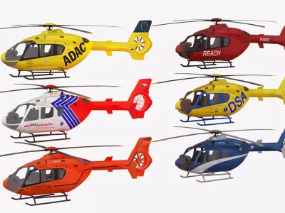 Bundle 6x Airbus EC 135 Low-poly 3D model