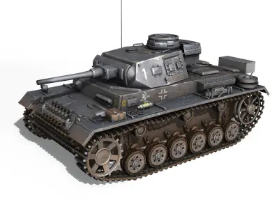 PzKpfw III - Panzer 3 - Ausf J - 1K 3D model