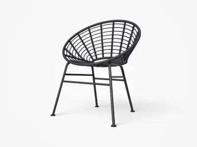 Shell outdoor Dining Chair black Low-poly 3D model